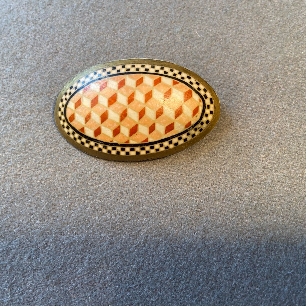 Geometric‎ Brooch Vintage 80’ painted on egg shell